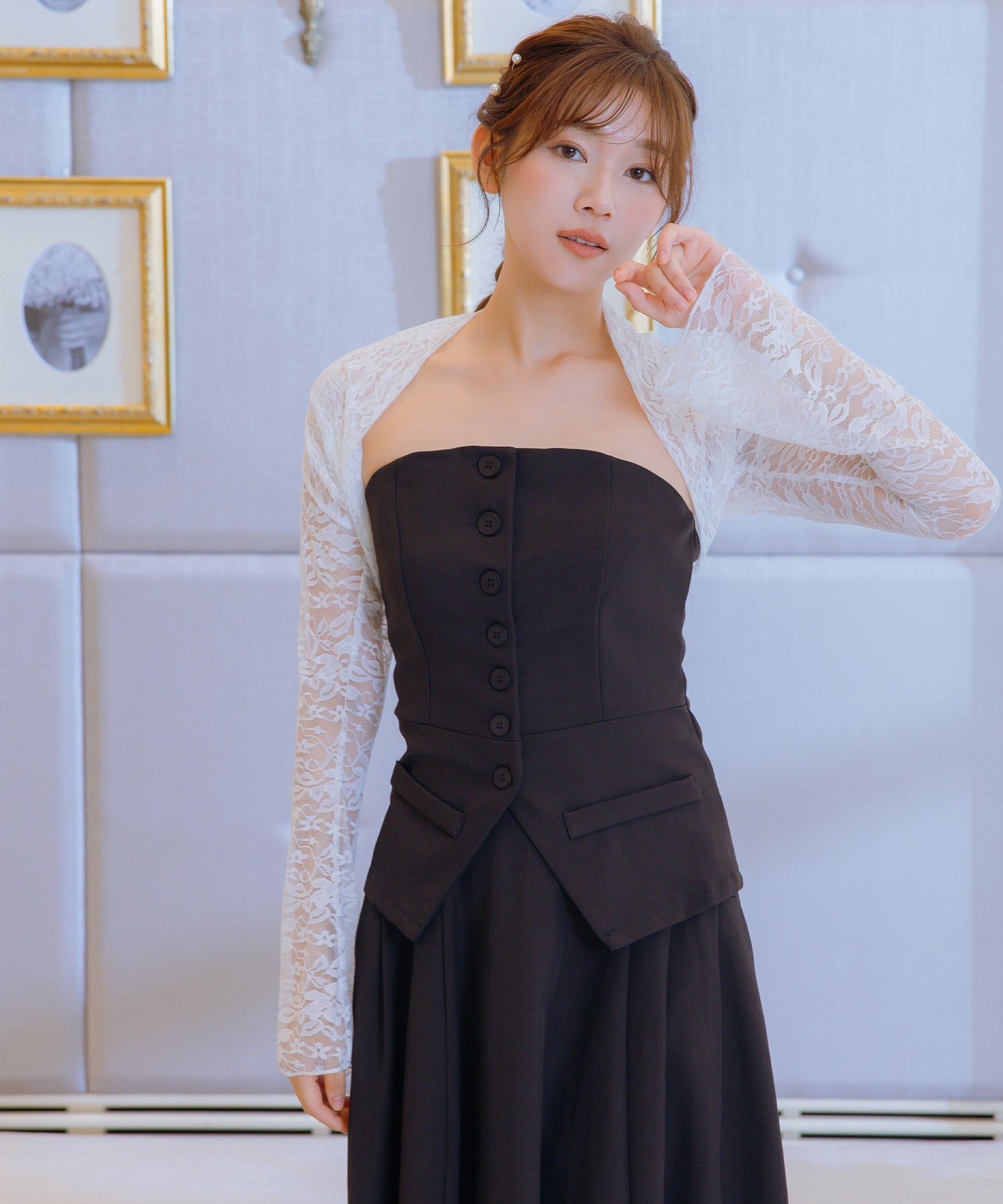 ティカ Tika 長袖花柄総レースボレロ （ホワイト） ホワイト