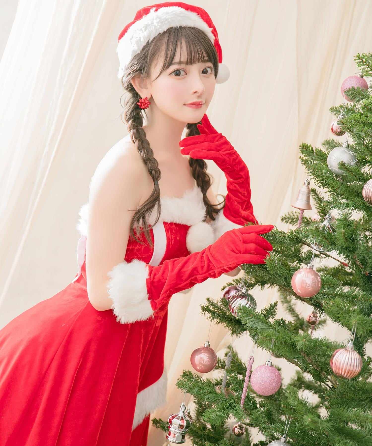 ティカ Tika クリスマスサンタコスプレラップスカートタッチベアトップミニワンピースサンタコスチューム4点セット【返品不可商品】