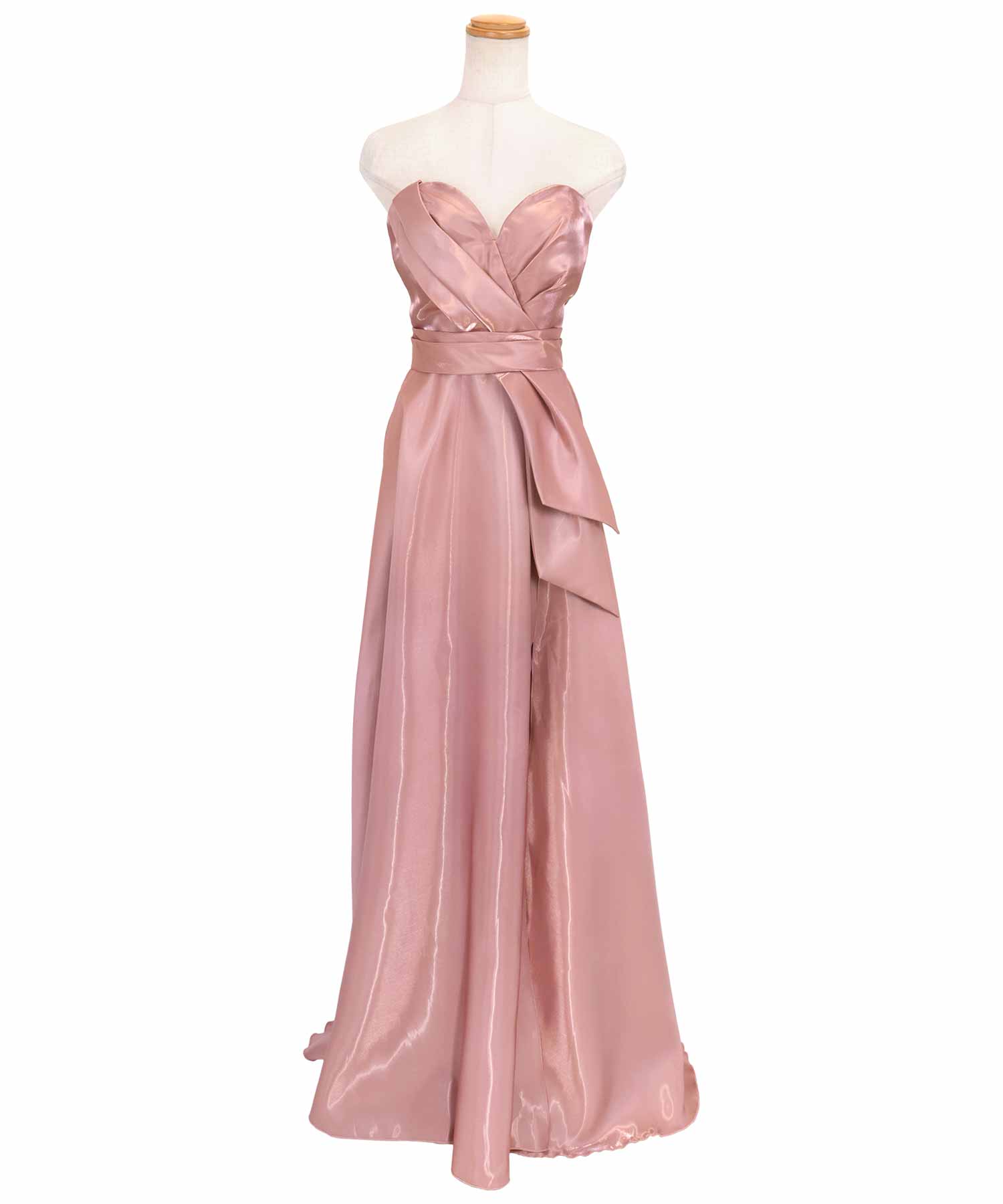 Tika Cabaret Dress Heart Cut Bear Satin Slit A-Line Long Birthday Dress