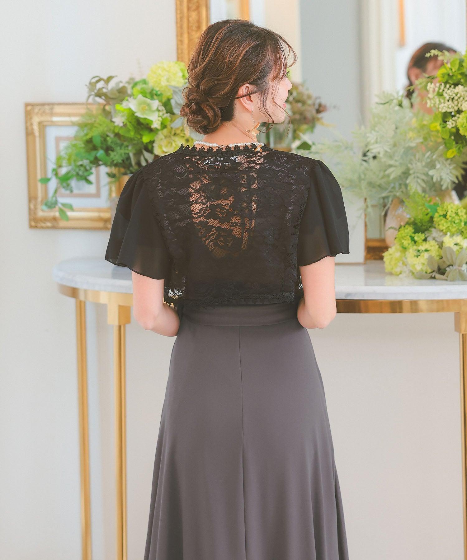 ティカ Tika キャバドレス半袖シフォンショート丈レースボレロ （ブラック） ブラック