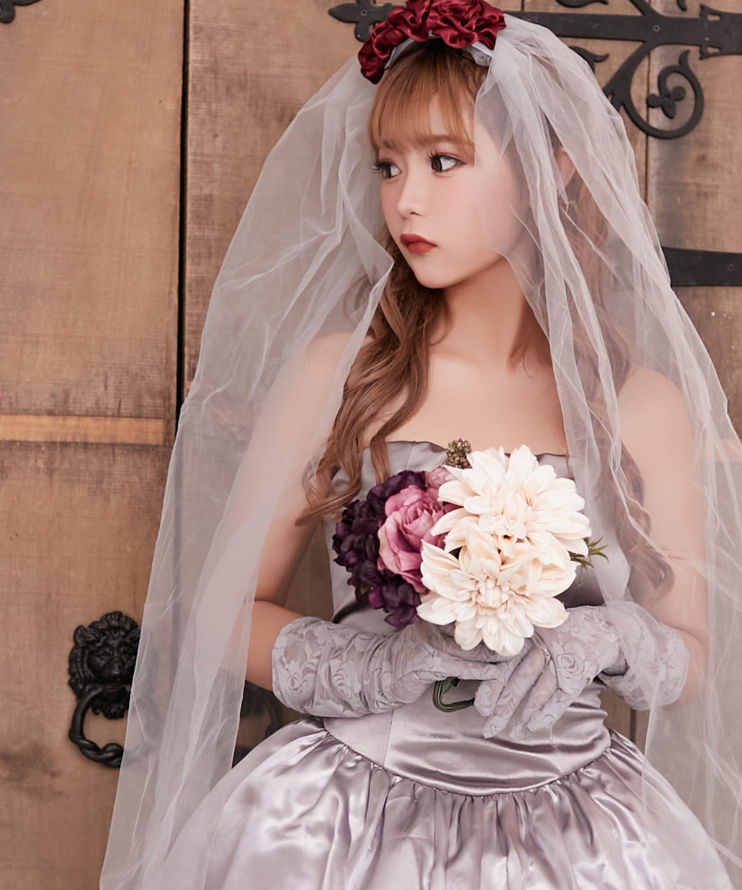 ティカ Tika 花嫁ゾンビのコスプレ衣装ベアトップワンピース4点セット【返品不可商品】