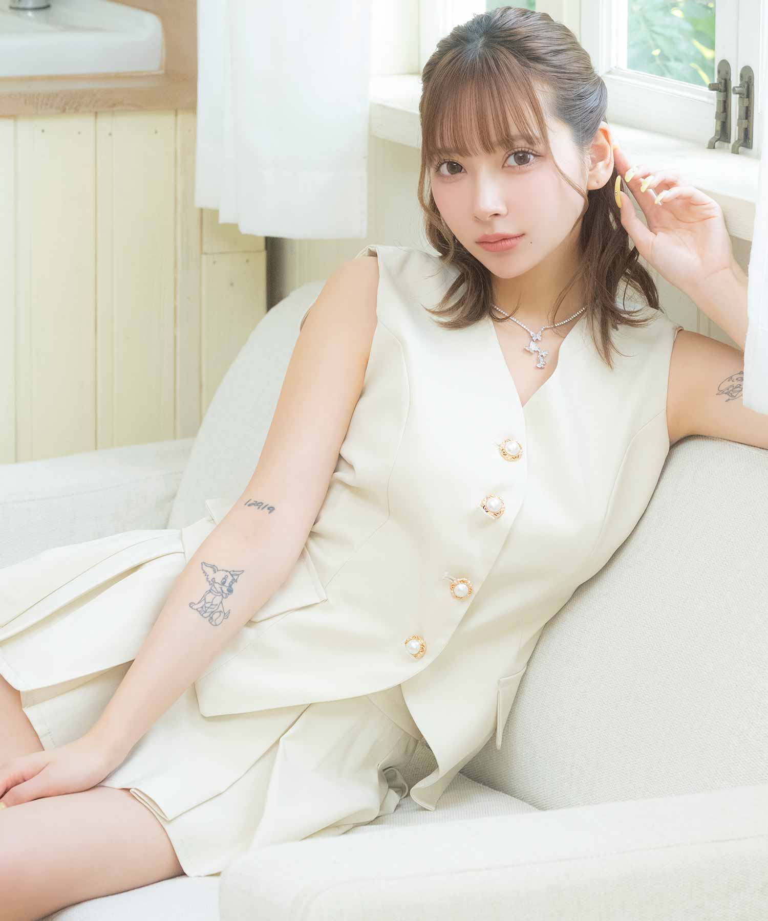 ティカ Tika 韓国ファッション ワンピース セットアップ Aライン ミニドレス シンプル 大人 ノースリーブ 上品 背中魅せ バックリボン （ベージュ） ベージュ