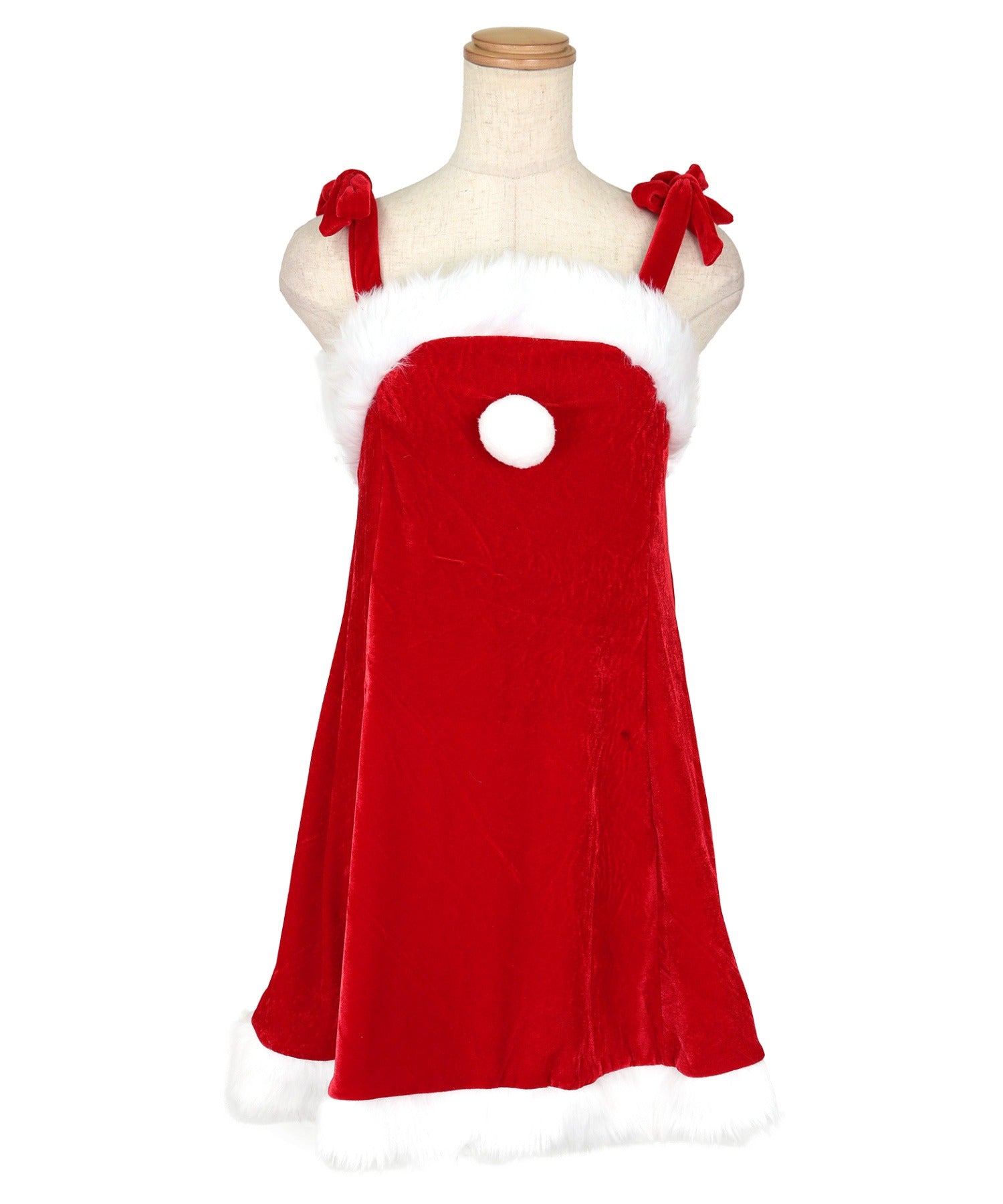 ティカ Tika クリスマスコスプレうさ耳フード付きケープ×ノースリーブAラインワンピースサンタコスチューム4点セット【返品不可商品】