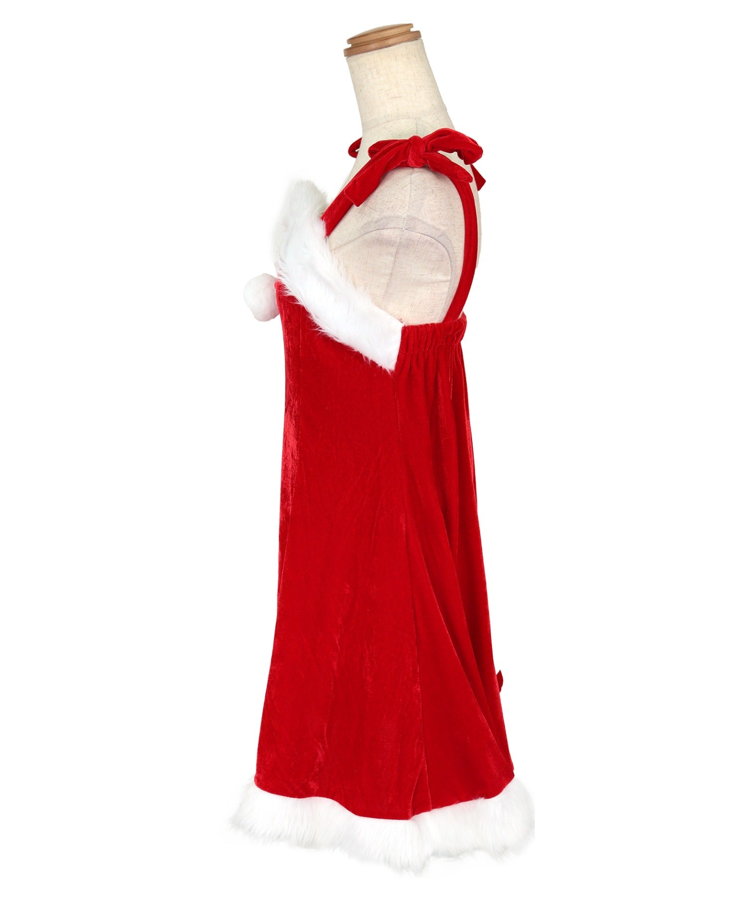 ティカ Tika クリスマスコスプレうさ耳フード付きケープ×ノースリーブAラインワンピースサンタコスチューム4点セット【返品不可商品】