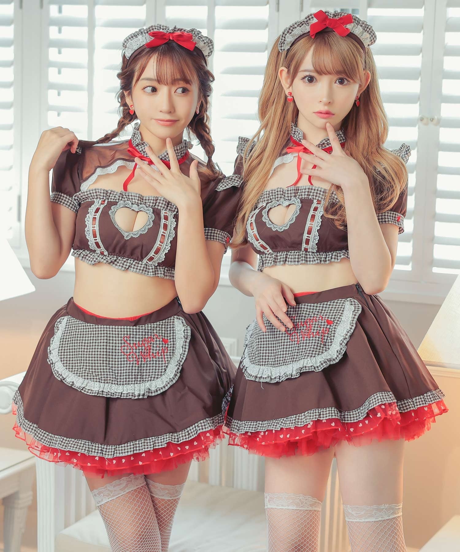 ティカ Tika ハロウィン  ギンガムチェックラブリーリボンランジェリー風デザインセクシーメイドハロウィンコスプレ衣装4点セット【返品不可商品】