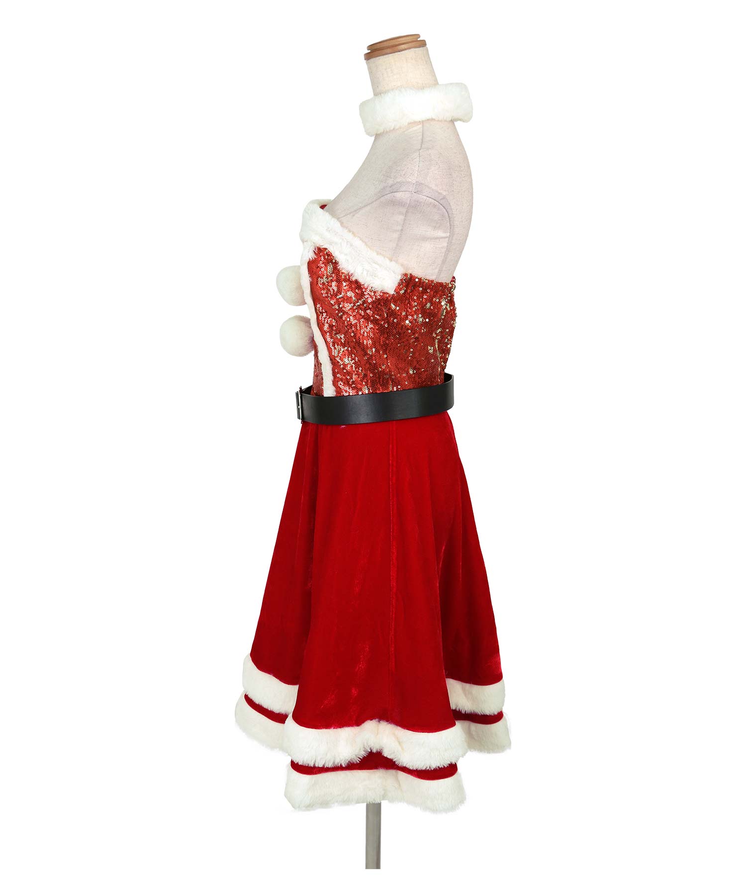 ティカ Tika クリスマスコスプレスパンコールベアトップAラインワンピースサンタコスチューム5点セット【返品不可商品】