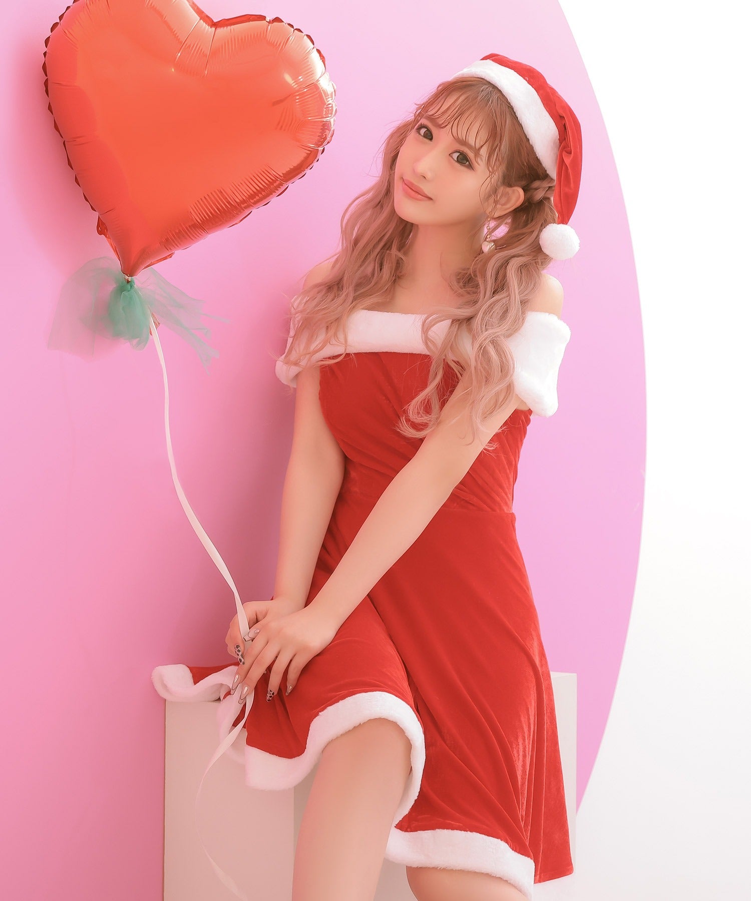 ティカ Tika クリスマスコスプレオフショルダーフレアワンピースサンタコスチューム2点セット【返品不可商品】