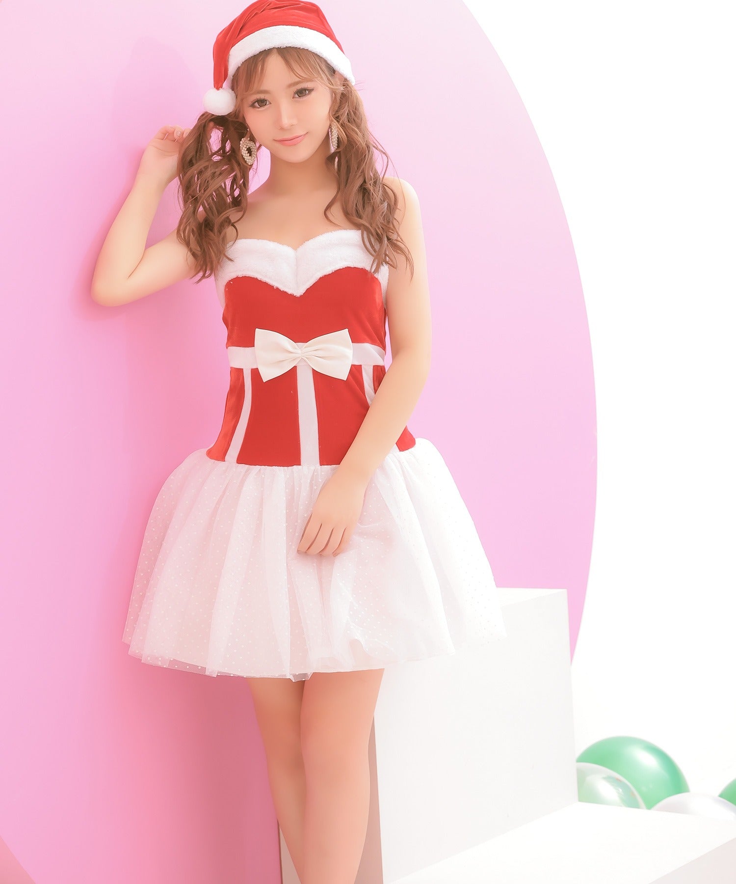 ティカ Tika クリスマスサンタコスプレベアトップチュールスカートワンピースサンタコスチューム3点セット【返品不可商品】