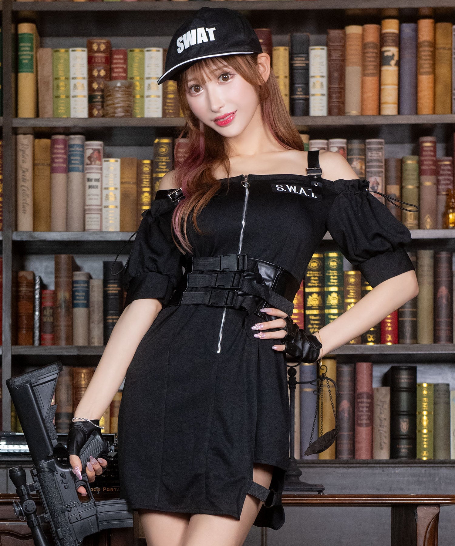 ティカ Tika ハロウィン  コスプレ ショルダーカットフロントジッパーCute映えSWATポリス【返品不可商品】
