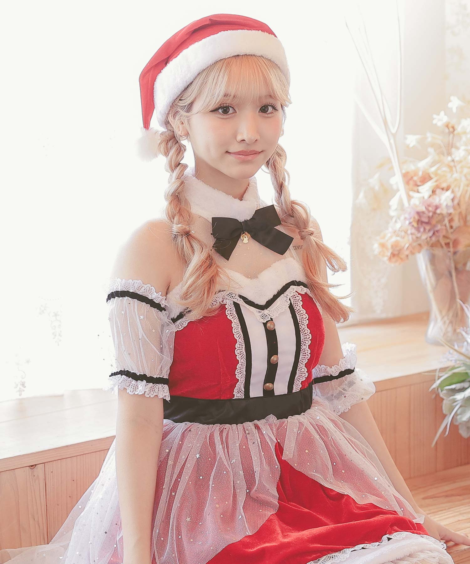 ティカ Tika サンタコス 3点set グリッターチュールレースフレアスカートクラシカルガーリー王道サンタコスプレ【返品不可商品】