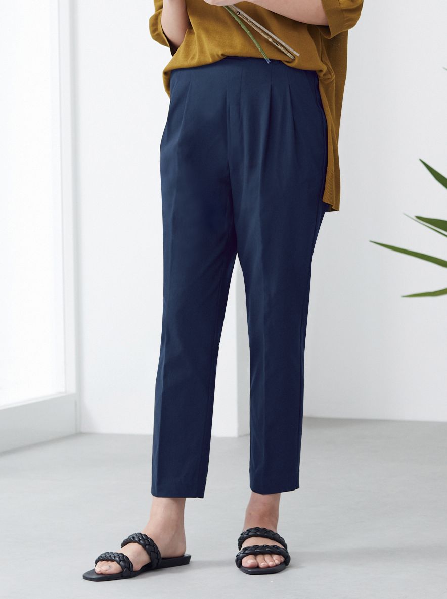 トゥシェ Tuche ストレッチパンツ テーパードスタイル レーヨン混 アンクル丈