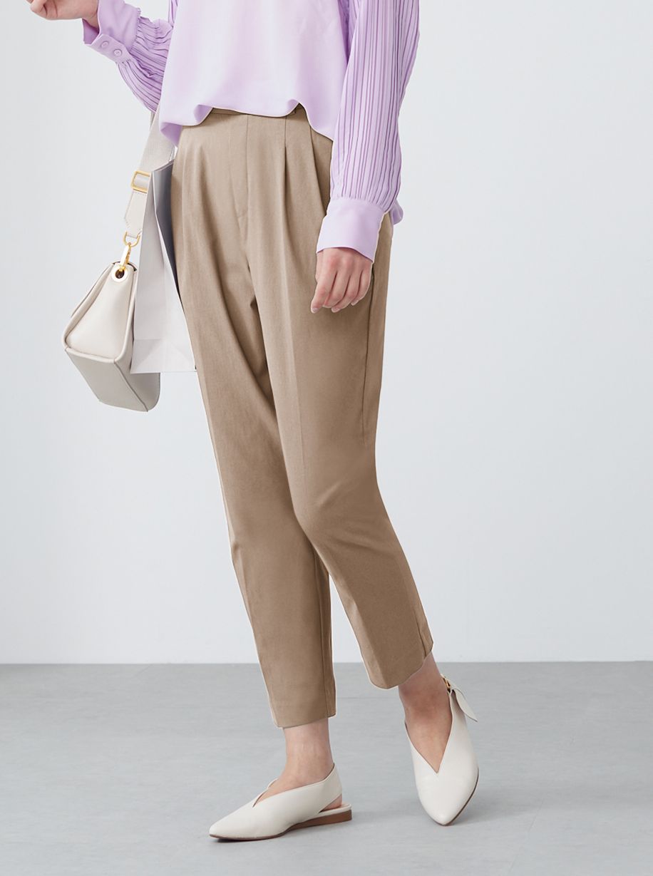 トゥシェ Tuche ストレッチパンツ テーパードスタイル レーヨン混 アンクル丈