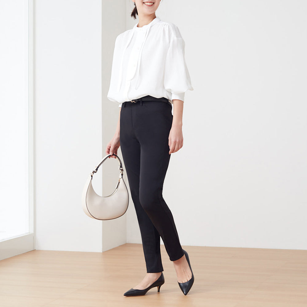 トゥシェ Tuche ストレッチパンツ スキニースタイル ライトテックストレッチ フルレングス丈,ブラック