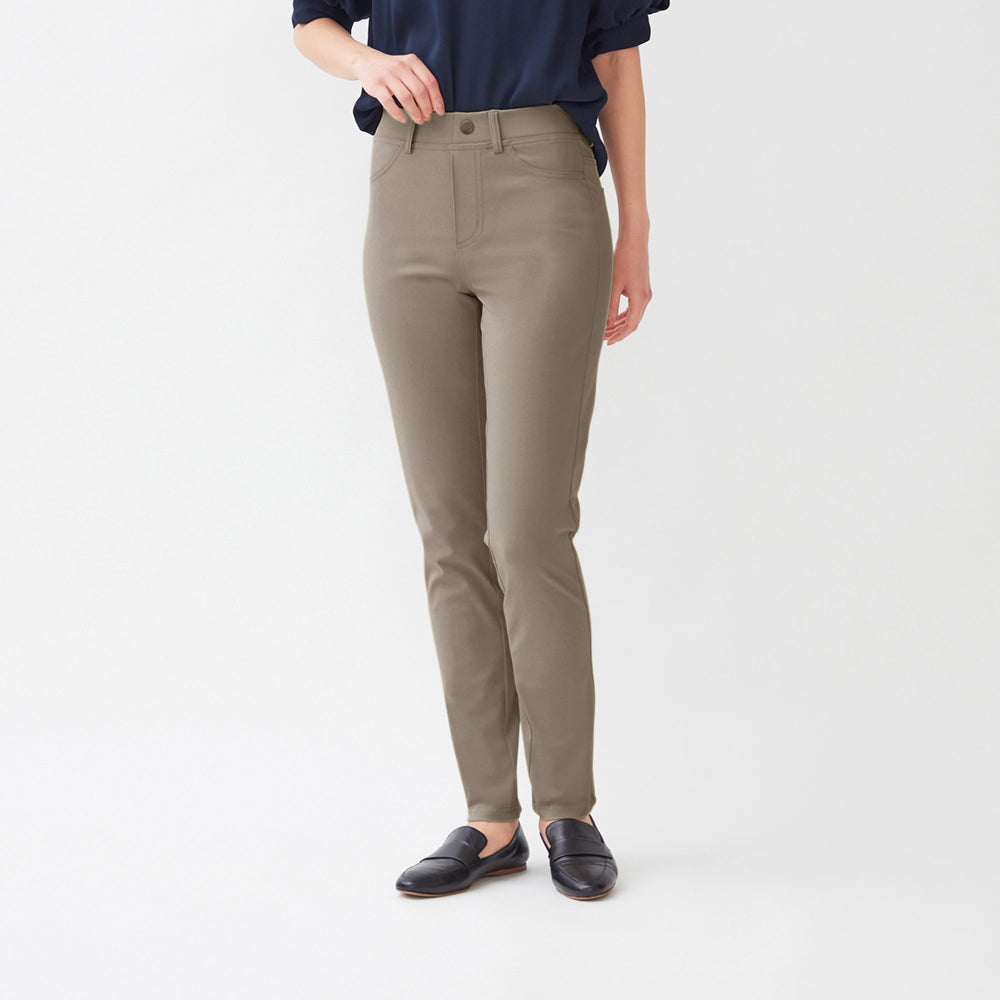 トゥシェ Tuche ストレッチパンツ スキニースタイル ライトテックストレッチ フルレングス丈,サンドベージュ
