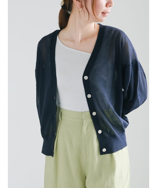 テチチ Te chichi 袖ボリュームシアーVネックカーディガン （オフホワイト） オフホワイト