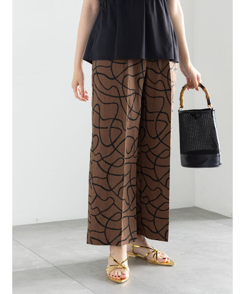 テチチ Te chichi プリントアソートレーヨンリネンパンツ《2025summer catalog item》 （ブラウン） ブラウン