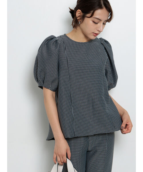 テチチ Te chichi グリッドジャガードボリュームブラウス（セットアップ可） （オフホワイト） オフホワイト