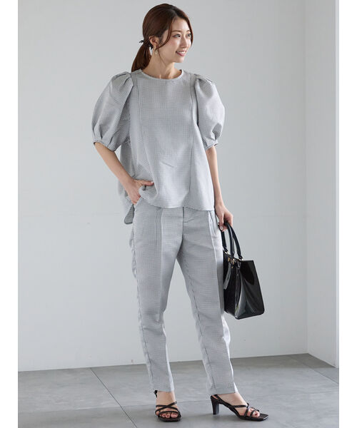 テチチ Te chichi グリッドジャガードボリュームブラウス（セットアップ可） （オフホワイト） オフホワイト