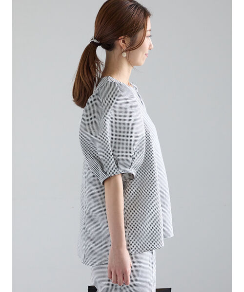 テチチ Te chichi グリッドジャガードボリュームブラウス（セットアップ可） （オフホワイト） オフホワイト