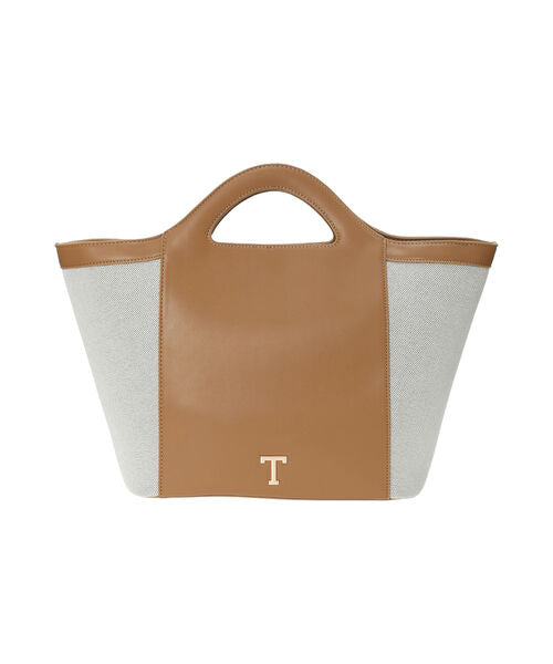 テチチ Te chichi Tメタルキャンバスエコレザーコンビトートバッグ （ベージュ） ベージュ
