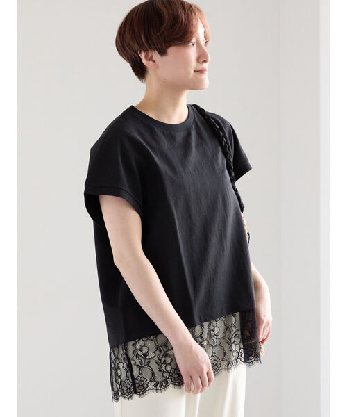 テチチ Te chichi レースヘムTシャツ （ブラック） ブラック