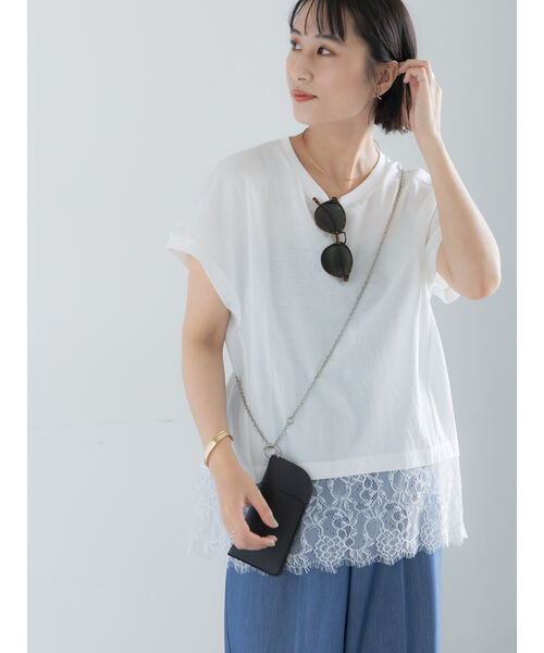 テチチ Te chichi レースヘムTシャツ （オフホワイト） オフホワイト