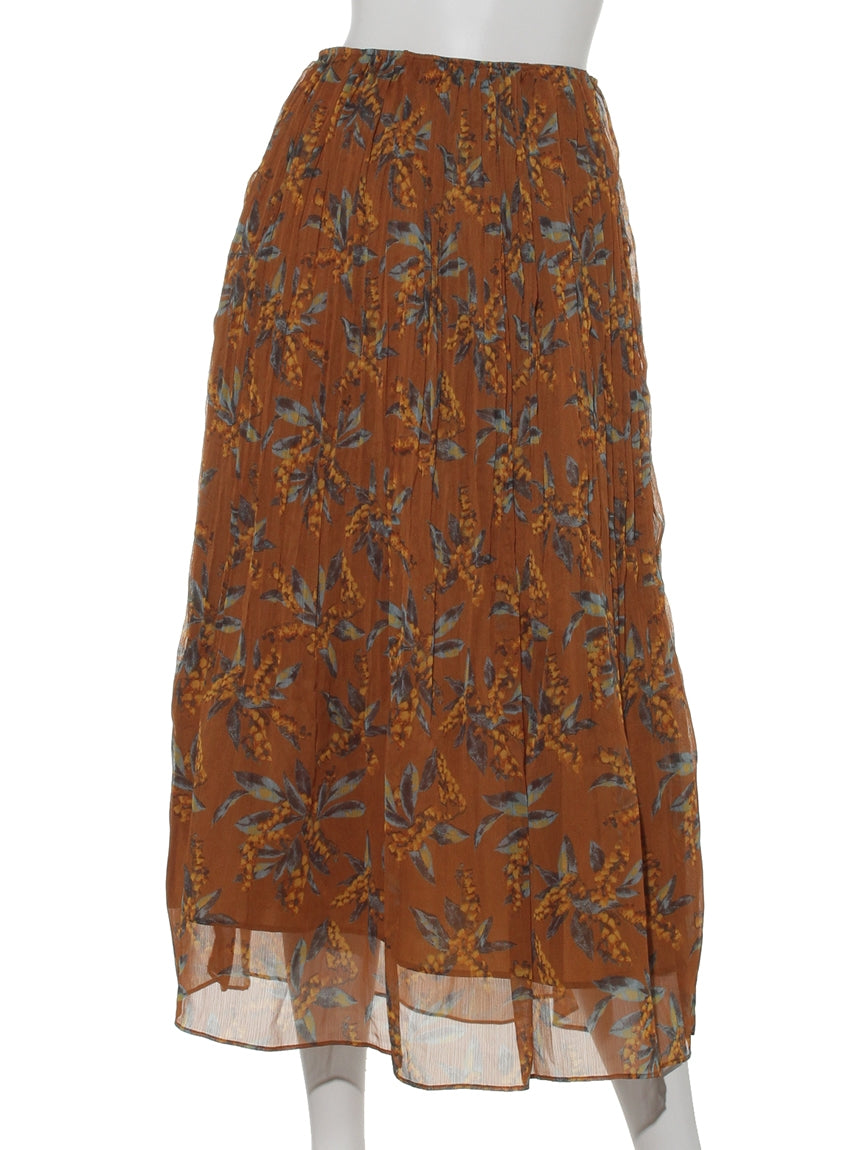 テチチ Te chichi 楊柳花柄プリーツスカート （ダークオレンジ） ダークオレンジ