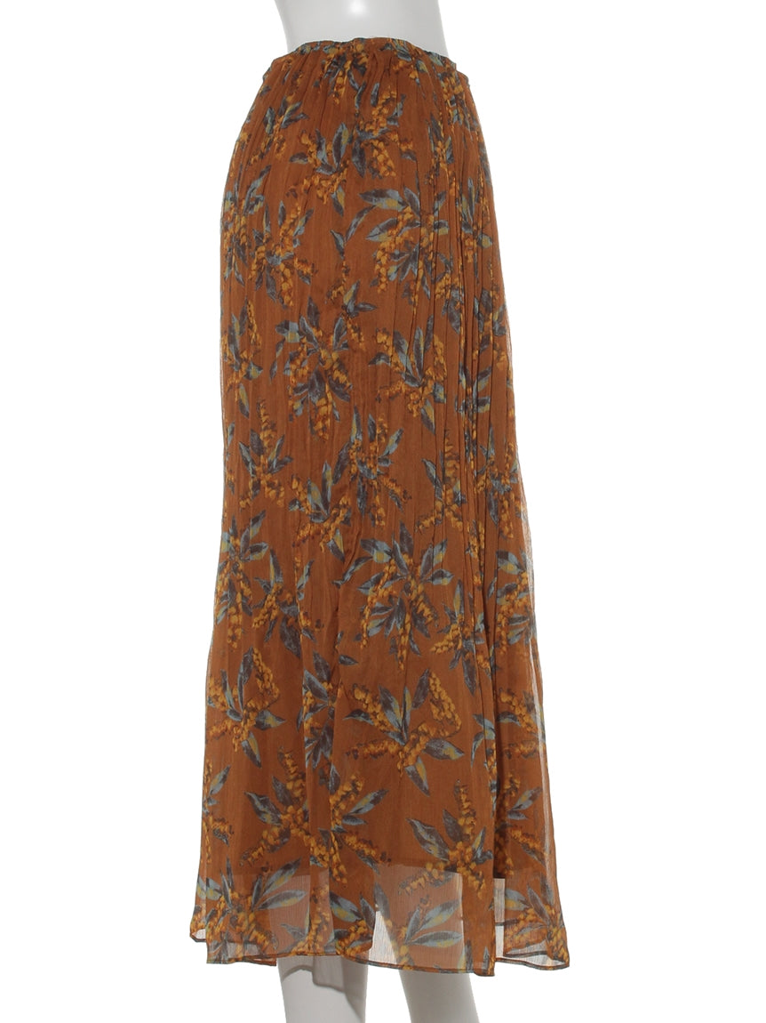 テチチ Te chichi 楊柳花柄プリーツスカート （ダークオレンジ） ダークオレンジ