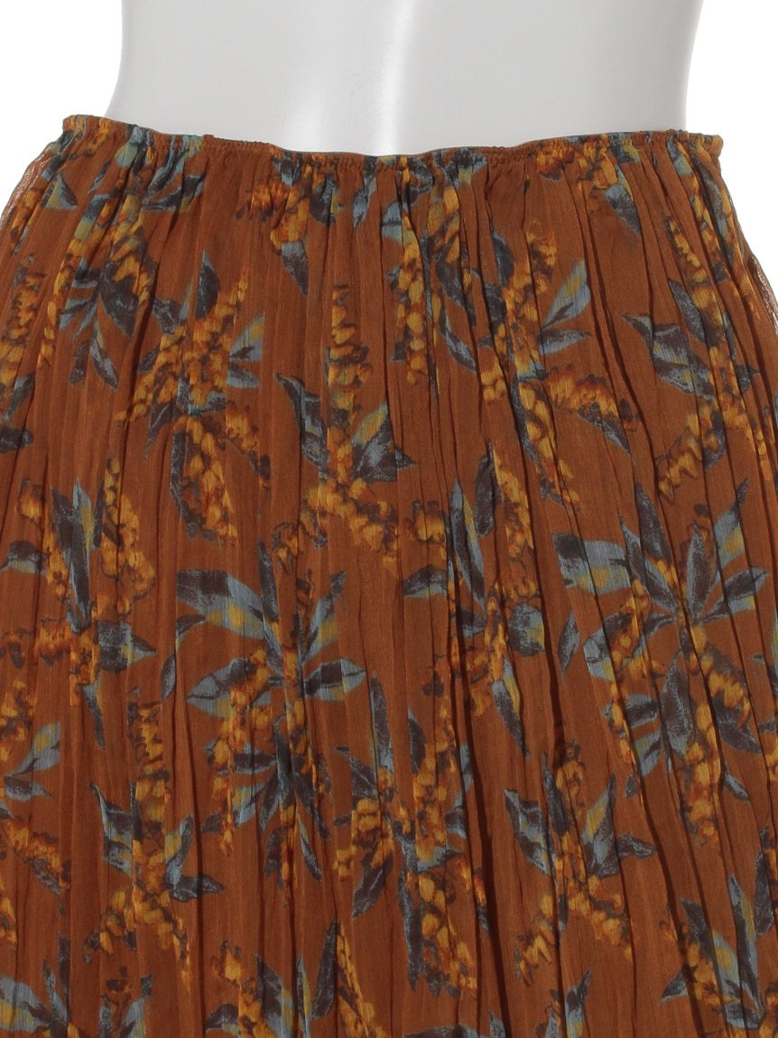 テチチ Te chichi 楊柳花柄プリーツスカート （ダークオレンジ） ダークオレンジ