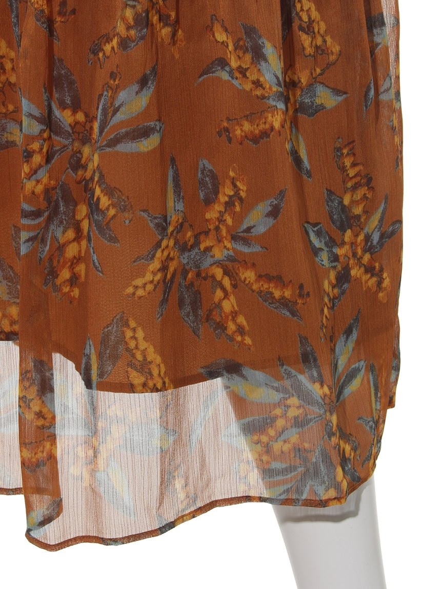 テチチ Te chichi 楊柳花柄プリーツスカート （ダークオレンジ） ダークオレンジ