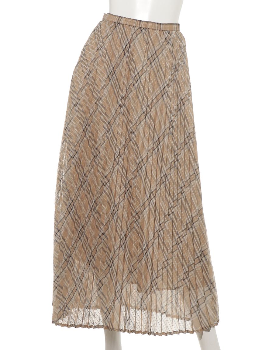 テチチ Te chichi シアーチェックプリーツスカート （ベージュ） ベージュ