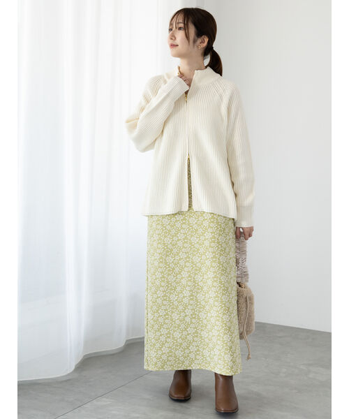 テチチ テラス Te chichi TERRASSE 片畦ハイネックダブルジップニット （サックスブルー） サックスブルー