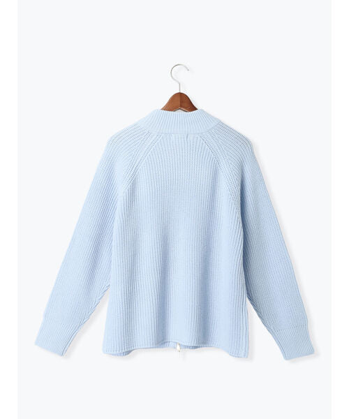 テチチ テラス Te chichi TERRASSE 片畦ハイネックダブルジップニット （サックスブルー） サックスブルー