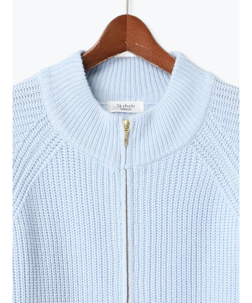 テチチ テラス Te chichi TERRASSE 片畦ハイネックダブルジップニット （サックスブルー） サックスブルー