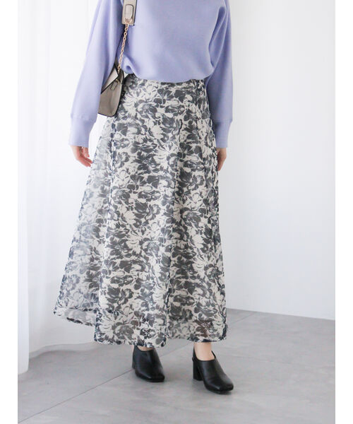 テチチ テラス Te chichi TERRASSE メッシュフラワーフレアスカート《2025spring catalog item》 （グリーン） グリーン