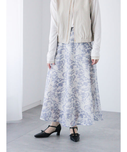テチチ テラス Te chichi TERRASSE メッシュフラワーフレアスカート《2025spring catalog item》 （グリーン） グリーン