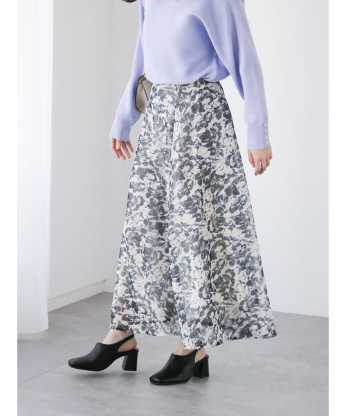テチチ テラス Te chichi TERRASSE メッシュフラワーフレアスカート《2025spring catalog item》 （ネイビー） ネイビー