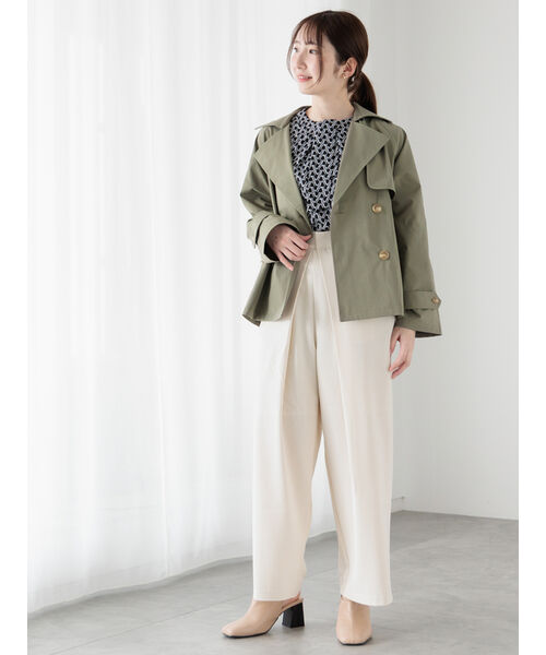 Te chichi TERRASSE 【Water-repellent/Pollen-resistant】 Short Trench Coat