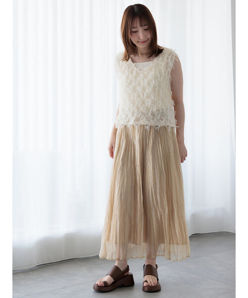 テチチ テラス Te chichi TERRASSE シャイニークリンクルスカート （グレー） グレー