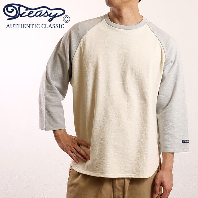 ティージーオーセンティッククラシック Tieasy AUTHENTIC CLASSIC Tieasy × mischief HDCS RAGLAN 3/4 CREW-T NATURAL/CLEAR-BLUE [te001CR34-SP SS24] （NATURAL/CLEAR-BLUE） NATURAL/CLEAR-BLUE