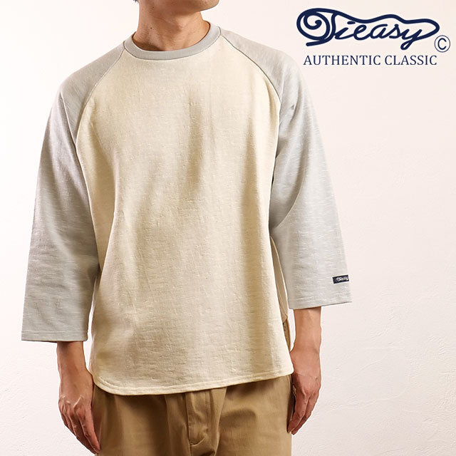 ティージーオーセンティッククラシック Tieasy AUTHENTIC CLASSIC Tieasy × mischief HDCS RAGLAN 3/4 CREW-T NATURAL/CLEAR-BLUE [te001CR34-SP SS24] （NATURAL/CLEAR-BLUE） NATURAL/CLEAR-BLUE
