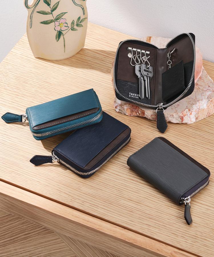 タケオキクチ TAKEO KIKUCHI 【NEW レザーリップルシリーズ】 スマートキーケース （ネイビー(094)） ネイビー(094)