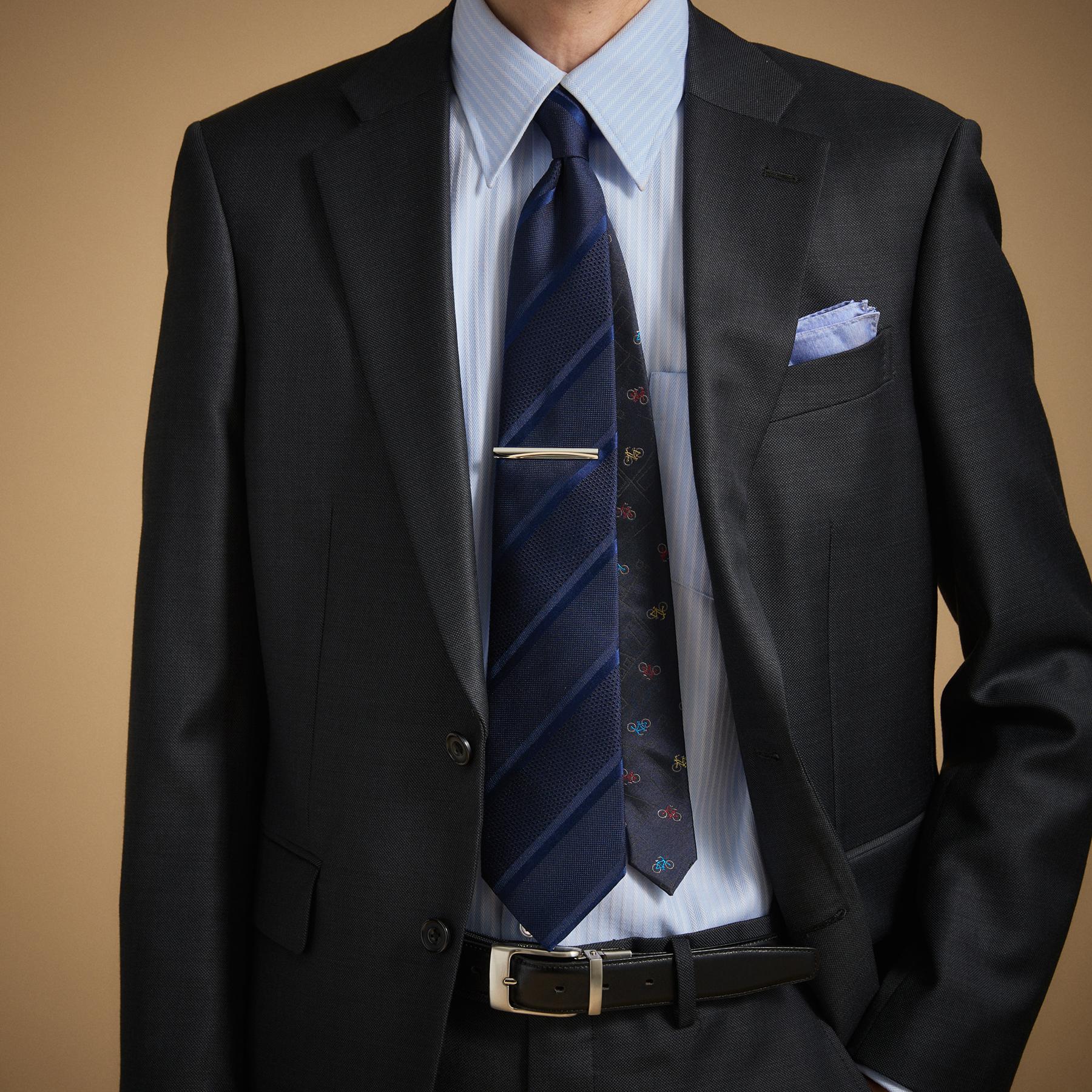 タケオキクチ TAKEO KIKUCHI 【BOXセット】クラシックシャドーストライプ ネクタイ＆タイバー （ネイビー(094)） ネイビー(094)