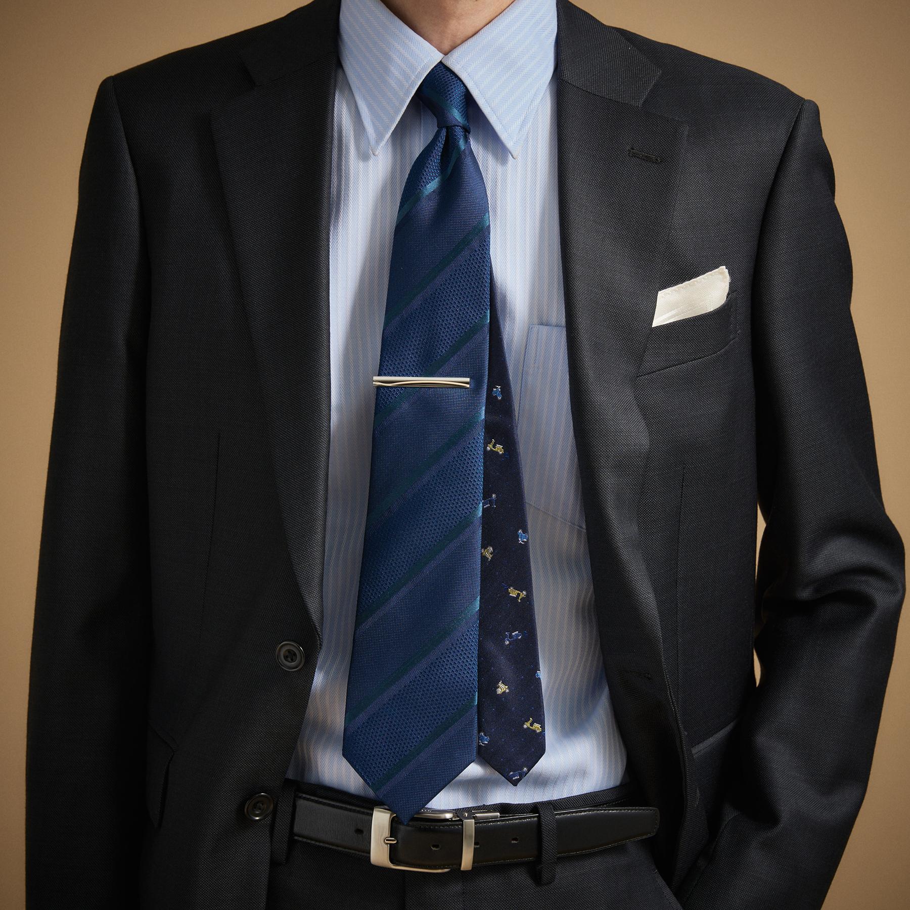 タケオキクチ TAKEO KIKUCHI 【BOXセット】クラシックシャドーストライプ ネクタイ＆タイバー （ネイビー(094)） ネイビー(094)