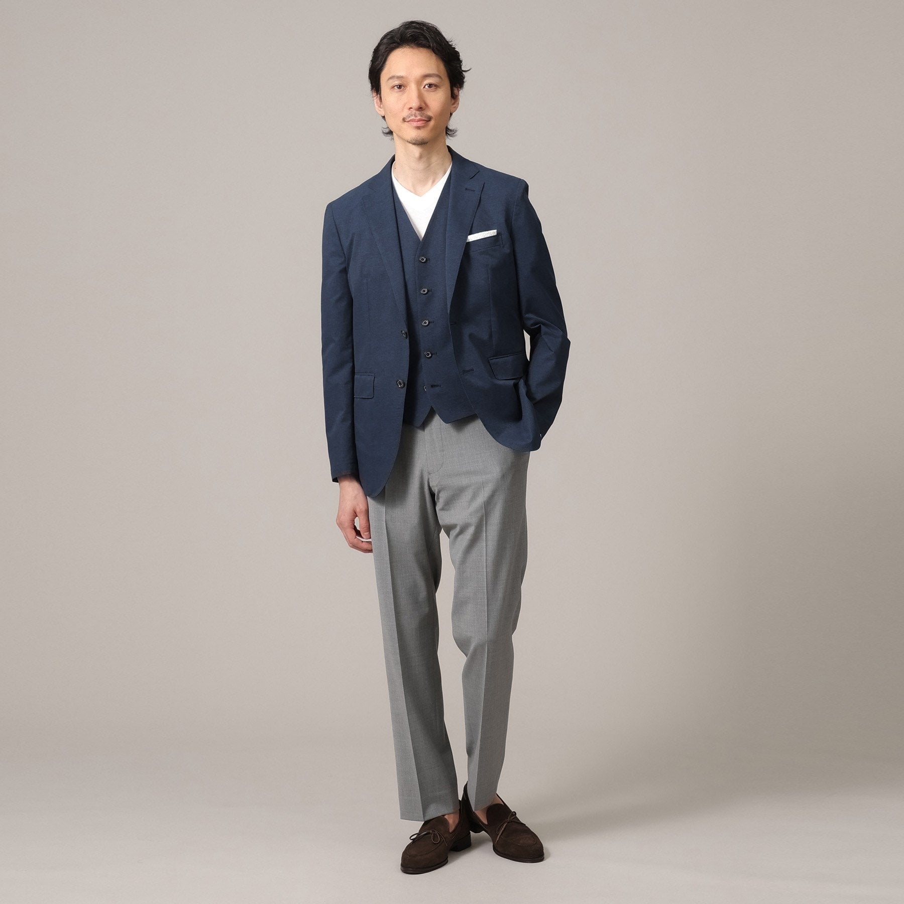 タケオキクチ TAKEO KIKUCHI 【抗菌防臭】COOL DOTS（R）ドビープリント ジャケット （ネイビー(094)） ネイビー(094)