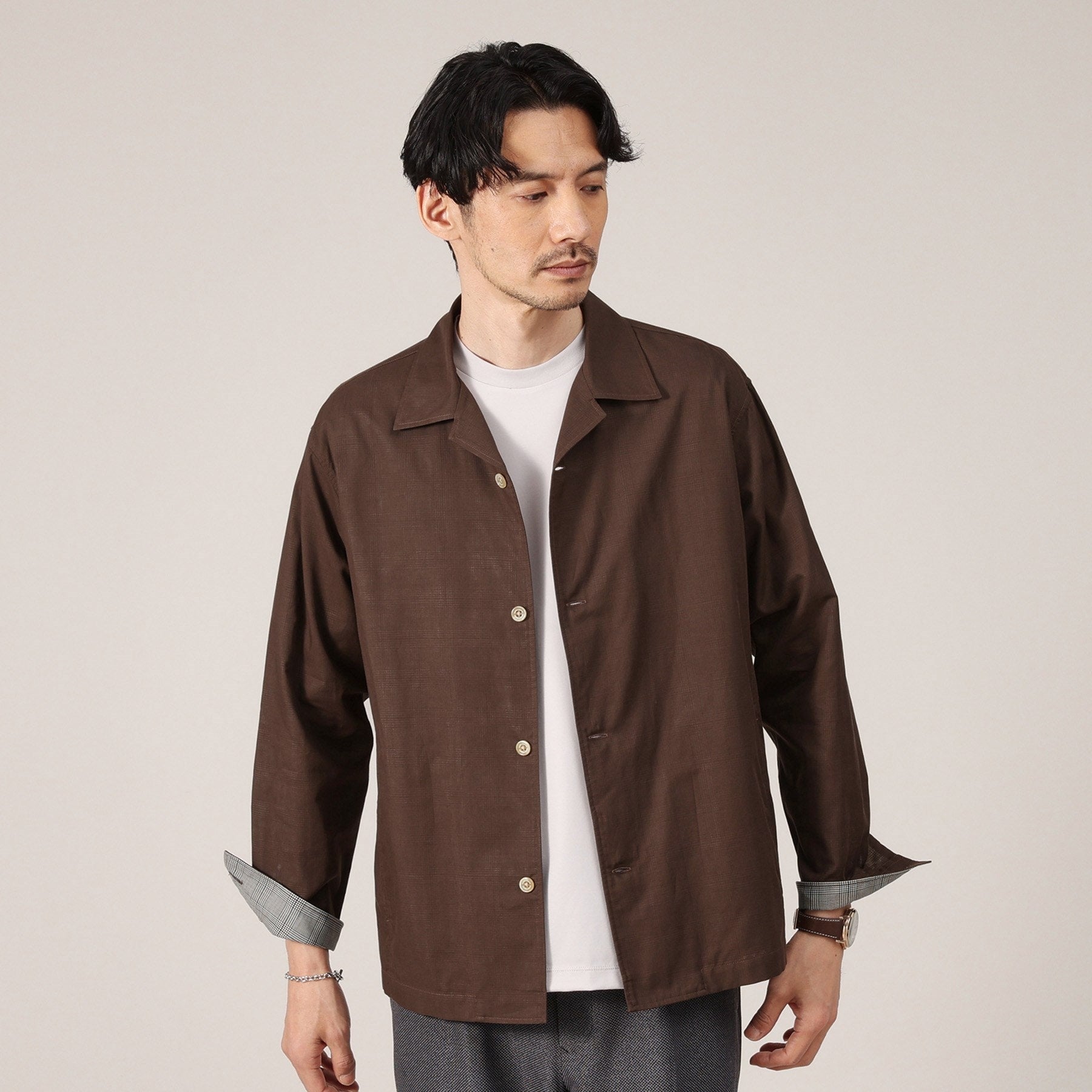 タケオキクチ TAKEO KIKUCHI ダブルフェイス シャツ 羽織り （ブラウン(044)） ブラウン(044)