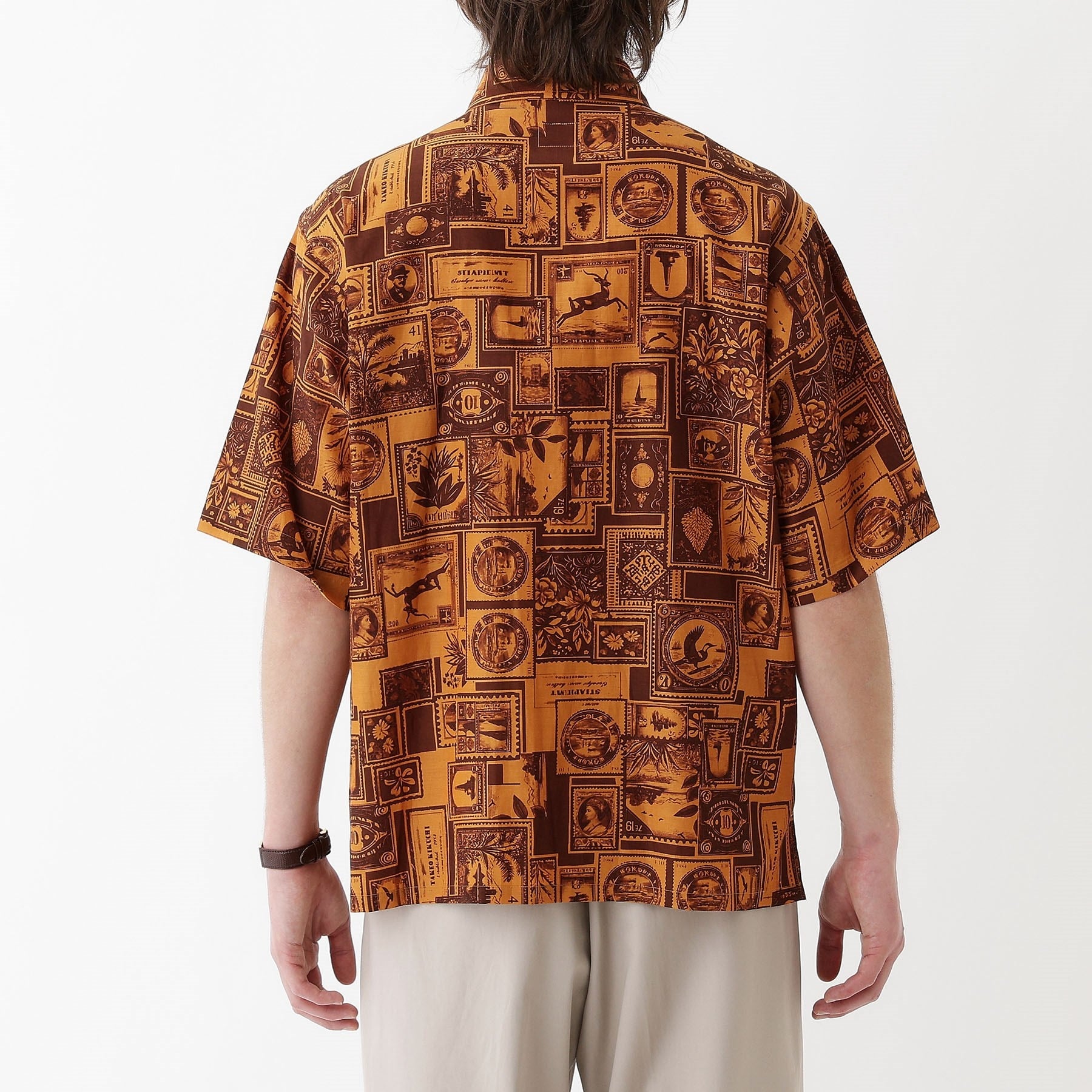 タケオキクチ TAKEO KIKUCHI 【THE FLAGSHIP】アーカイブ切手柄半袖シャツ （アイボリー(104)） アイボリー(104)