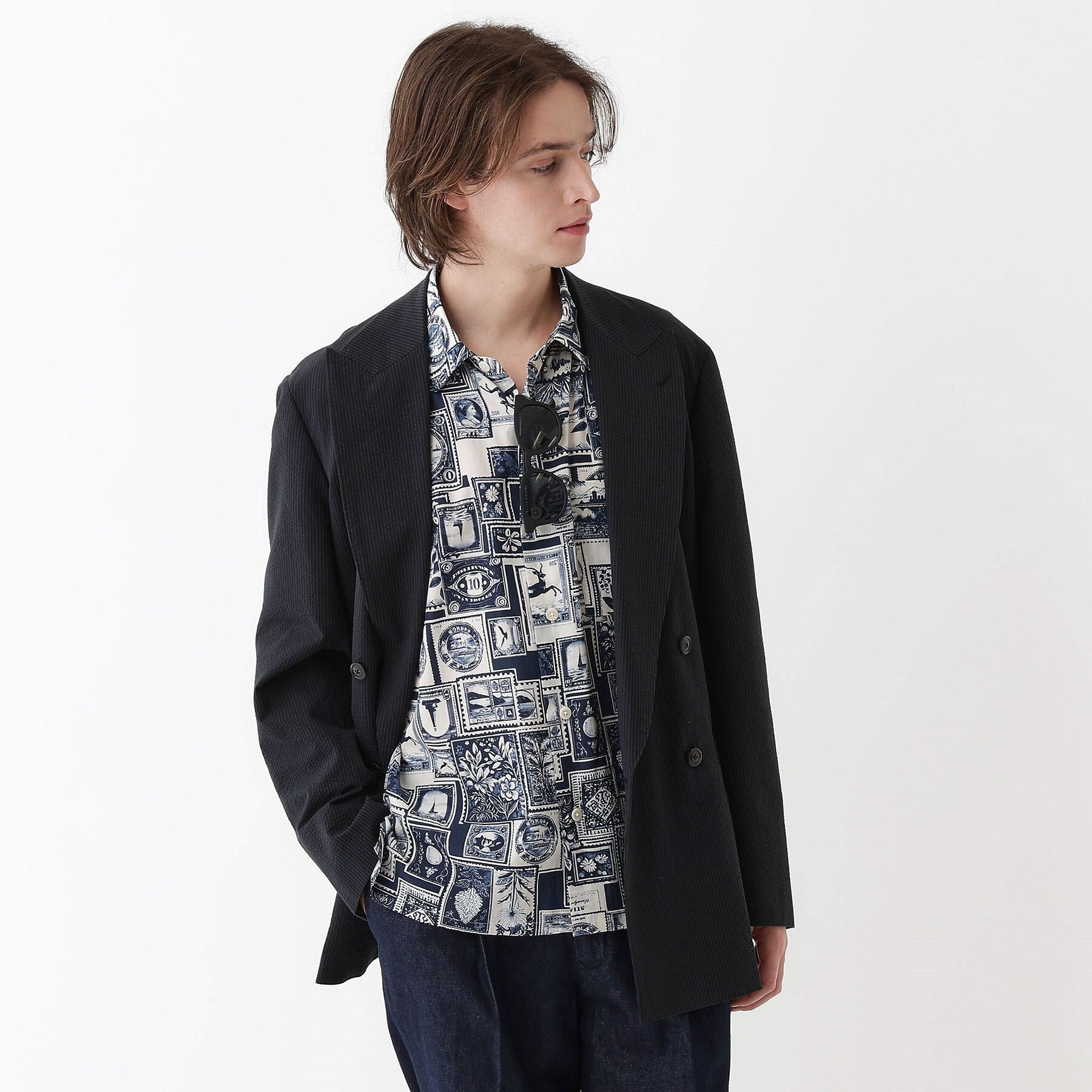 タケオキクチ TAKEO KIKUCHI 【THE FLAGSHIP】アーカイブ切手柄半袖シャツ （アイボリー(104)） アイボリー(104)