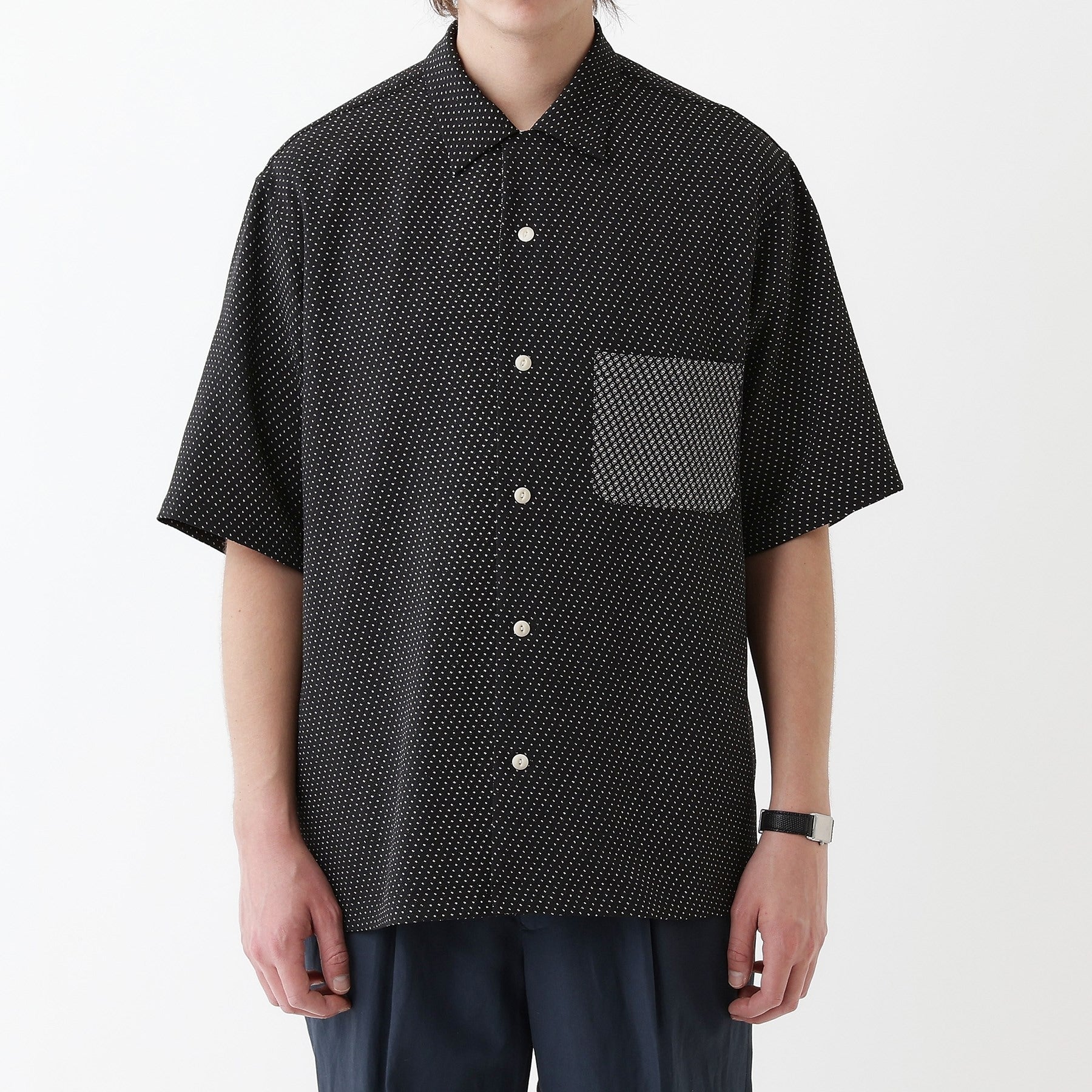 タケオキクチ TAKEO KIKUCHI 【THE FLAGSHIP】丹後ちりめん 半袖シャツ （ブラック(119)） ブラック(119)