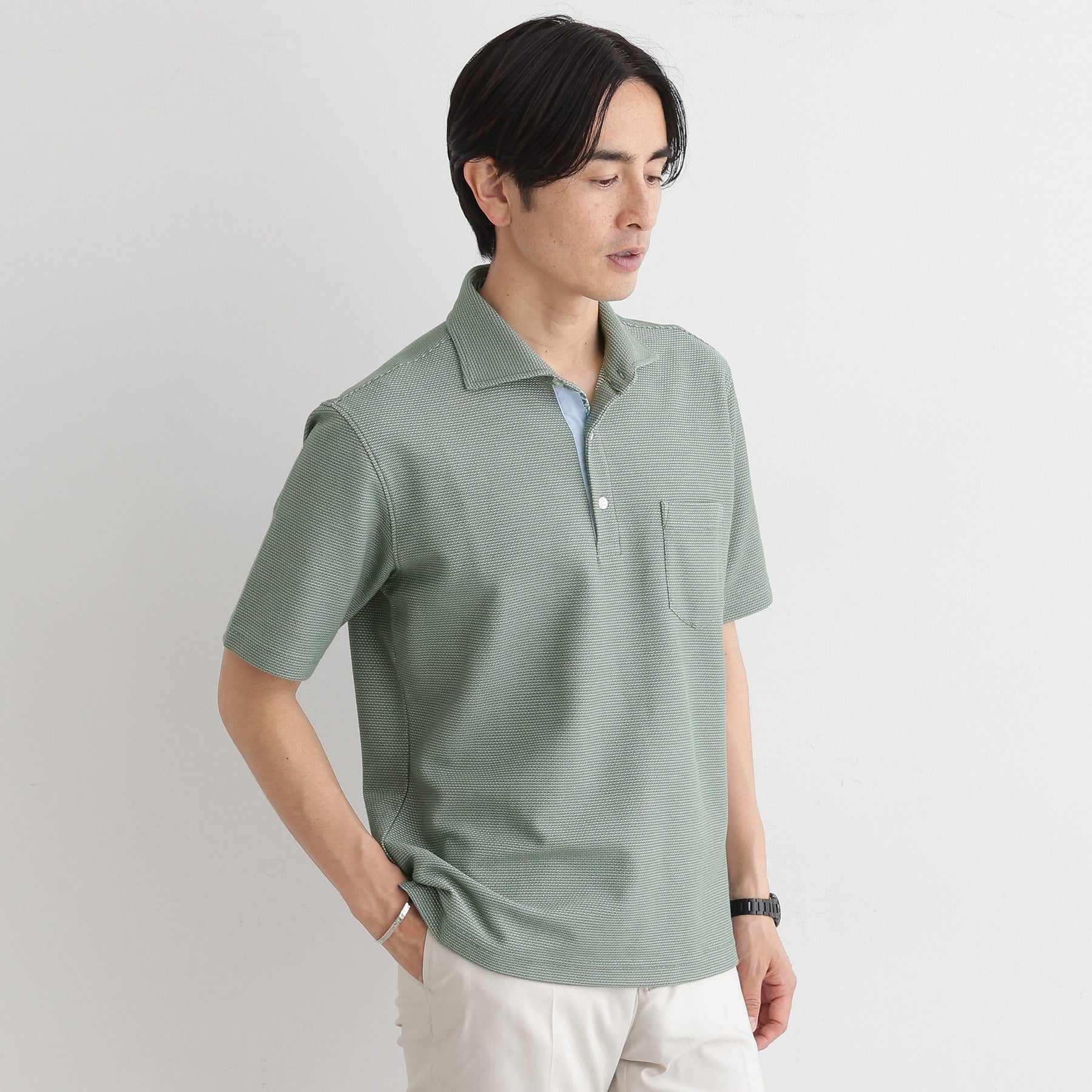タケオキクチ TAKEO KIKUCHI 【抗菌防臭／7色5サイズ展開】ハニカムメランジ ポロシャツ （オリーブグリーン(026)） オリーブグリーン(026)